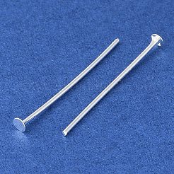 真鍮製平頭ピン  925銀メッキ  24x0.6mm  ヘッド：2mm&nbsp;KK-N254-47B-S