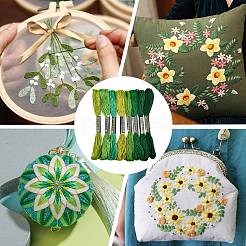 2本撚りコットン刺繍糸 6袋  クロスステッチ糸  DIY縫製用  グリーン  1.2mm  約8.20ヤード（7.5m）/かせ  8色  1 かせ/色  8 かせ/バッグ&nbsp;DIY-DJ0005-18B