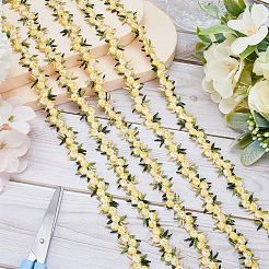 15 Yards Flower Polyester Embroidery Lace Ribbon&nbsp;OCOR-WH0070-77H