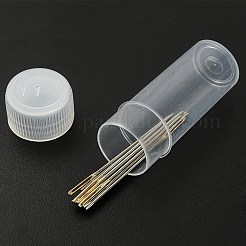 スチール製の縫い針  大きな目の針  大きな目の尖った針  刺繍用  ステンレス鋼色  35~40x0.6~0.9mm  10個/箱&nbsp;NEED-YW0001-05