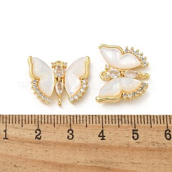 Brass Clear Cubic Zirconia Connector Charms&nbsp;KK-R210-11G-01