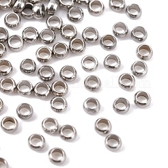 変色しない304ステンレススチールスペーサービーズ  ロンデル  ステンレス鋼色  2x1mm  穴：1mm&nbsp;X-STAS-R065-30