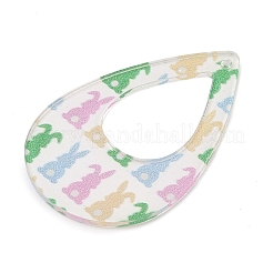 プリント透明アクリルパーツ  うさぎの涙  49.5x32x1.5mm  穴：1.6mm&nbsp;FIND-K017-15B-02