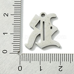 変色しない201ステンレススチールペンダント  ステンレス鋼色  古い頭文字のチャーム  文字r  18.5x17.5x1.6mm  穴：1.8mm&nbsp;STAS-B055-01P-R