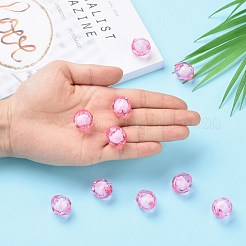 透明なアクリルビーズ  二層ビーズ  多面カット  ラウンド  ショッキングピンク  20x18mm  穴：3mm、約130個/500g&nbsp;TACR-S113-20mm-02