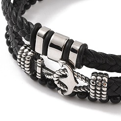 Braided Microfiber Leather Multi-strand Bracelets&nbsp;BJEW-B096-30B