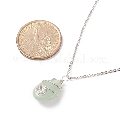 Teardrop Copper Wire Wrapped Natural Gemstone Pendants Necklace&nbsp;NJEW-JN03927