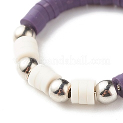 Handmade Polymer Clay Heishi Beads Finger Ring for Women&nbsp;RJEW-JR00426