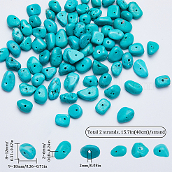 2連売り天然ハウライトビーズ連売り  染め＆加熱  ナゲット  9~18x8~12x2~6mm  穴：2mm  15.7インチ（40cm）&nbsp;TURQ-SC0001-17