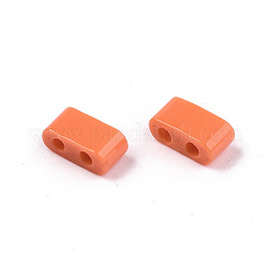 Fgb2穴ガラスシードビーズ  不透明色  長方形  ダークオレンジ  4.5~5.5x2x2~2.5mm  穴：0.5~0.8mm  約2000個/袋&nbsp;SEED-S031-M-SH50