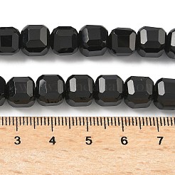 天然石黒瑪瑙ビーズ連売り  ファセットテーブルカットキューブ  染め＆加熱  8.5~9.8x8.5~9.8x8.5~9.8mm  穴：0.8~1.2mm  約45~46個/連  14.96~15.47インチ（38~39.3cm）&nbsp;G-C267-A10
