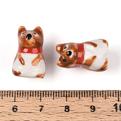 手作りの陶器ビーズ  手描きの陶器ビーズ  犬  ファミーユは磁器バラ  シエナ  19~20x12~12.5x13~14.5mm  穴：1.8~2mm&nbsp;PORC-T133-13