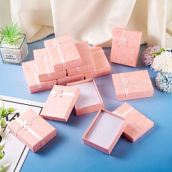 厚紙のギフトボックス  ジュエリー収納用品  ちょう結びの長方形  ピンク  9.2x7.1x3.1cm&nbsp;CBOX-TAC0005-02