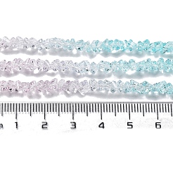 クリアガラスビーズ連売り  セグメント化されたマルチカラービーズ  三角形  ライトスカイブルー  4.5x4.5x3mm  穴：0.9mm  約142個/連  13.58~13.78''（34.5~35センチメートル）&nbsp;X-GLAA-H023-03O