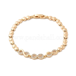 Brass Micro Pave Cubic Zirconia Link Chain Bracelets&nbsp;KK-R217-46G