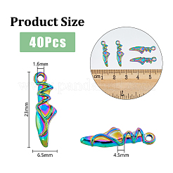 40個レインボーカラーアロイペンダント  カドミウムフリー＆ニッケルフリー＆鉛フリー  バレエシューズ  虹色  23x6.5x4.5mm  穴：1.6mm&nbsp;PALLOY-DC0001-21