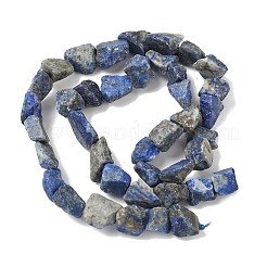 生の粗いラピスラズリビーズ連売り  ナゲット  6~24x7~16x4~10mm  穴：1mm  約25~38個/連  15.35~15.94''（39~40.5センチメートル）&nbsp;G-M453-D06