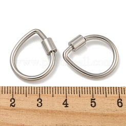 変色しない304ステンレススチール製スクリューカラビナロックチャーム  ネックレス作り用  ティアドロップ  21x17.5x2mm&nbsp;STAS-C092-01B-P