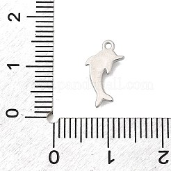 海洋生物をテーマにした304ステンレススチールチャーム  ステンレス鋼色  イルカ  13.5x6.5x2mm  穴：1mm&nbsp;STAS-Z179-40P-08A