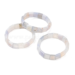 Square Natural Banded Agate(Dyed & Heated) Beaded Stretch Bracelets for Women Men&nbsp;GG-CBA9ACE-B17