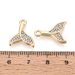 ラックメッキ合金ラインストーンペンダント  魚尾  鉛フリー＆ニッケルフリー＆カドミウムフリー  ライトゴールド  17.5x13.5x2mm  穴：1.6mm&nbsp;FIND-N011-23KCG