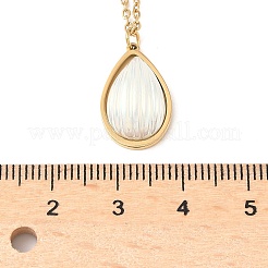 Summer 304 Stainless Steel & White Acrylic Pendant Double Layered Necklaces for Women&nbsp;NJEW-U044-02B-G