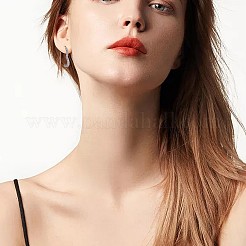 女性用ブラスハートダングルイヤリング、スターリングシルバーピン925本付き  プラチナ  32x28mm  ピン：0.7mm&nbsp;JE1092A