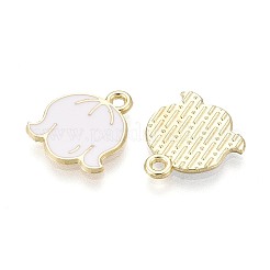 合金とエナメルのペンダント  花のチャーム  ライトゴールド  ホワイト  14.5x13x1mm  穴：1.5mm&nbsp;ENAM-T021-22A