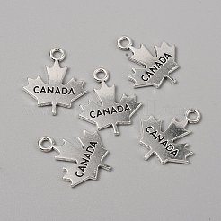 合金のチベット風チャーム  カエデの葉と単語カナダ  アンティークシルバー  22.5x19x2mm  穴：2.5mm&nbsp;FIND-CJC0018-29AS