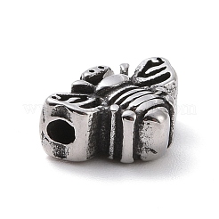 304ステンレススチール製手動研磨ビーズ  蜂  アンティークシルバー  7x10x4mm  穴：1.6mm&nbsp;STAS-G276-25AS