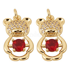 2Pcs Brass Micro Pave Cubic Zirconia Pendants&nbsp;KK-TA0002-81B