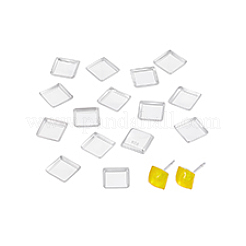 スターリングシルバーのスクエアカボションセッティング15個925個  銀  6x6x1.3mm&nbsp;STER-PH0003-99