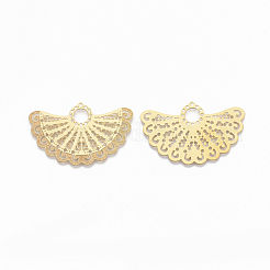 304ステンレススチールフィリグリージョイナー  ファン  ゴールドカラー  27x43x0.5mm  穴：1.2~6mm&nbsp;X-STAS-S079-109