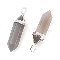 Natural Grey Agate Double Terminated Pointed Pendants&nbsp;G-F295-05M