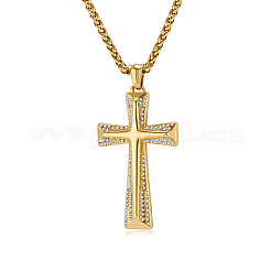 Cross Stainless Steel Crystal Rhinestone Pendant Necklaces&nbsp;FS-WG08269-02