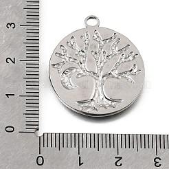 304ステンレスペンダント  エナメル  生活模様のツリーをフラットラウンド  ステンレス鋼色  ミックスカラー  29x25x2mm  穴：2.5mm&nbsp;STAS-N108-111P