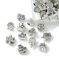 60Pcs 12 Style Tibetan Style Alloy European Beads&nbsp;TIBEB-FS0001-04