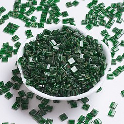 MIYUKIティラビーズ  日本製シードビーズ  2穴  （tl4507)透明緑ピカソ  5x5x1.9mm  穴：0.8mm  約5900個/500g&nbsp;SEED-MY05-TL4507