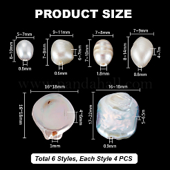 24個6スタイルの天然パールビーズ  混合図形  ミックスカラー  5~22x7~18x3~10mm  穴：0.6~1.8mm  4個/スタイル&nbsp;PEAR-PH0001-29