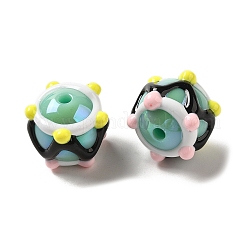 手描きのアクリルとエナメルビーズ  ミディアムアクアマリン  14.5~15.5x16.5~21.5x16~20mm  穴：2~2.8mm&nbsp;MACR-K354-38N