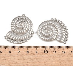 304ステンレスペンダント  質感のある巻貝の形をしたチャーム  ステンレス鋼色  37.5x33.5x4mm  穴：1.8mm&nbsp;SA-CBAB51A-18P
