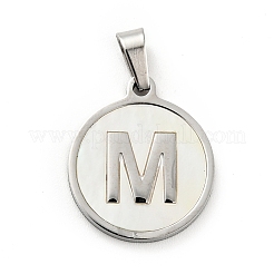 304 Stainless Steel with White Shell Pendants&nbsp;STAS-G268-01M-P