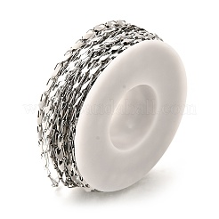 304ステンレススチール楕円リンクチェーン  溶接されていない  スプールで  ステンレス鋼色  7x2.5x1.5mm&nbsp;CHS-H035-02B-P