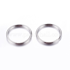 変色しにくい304サージカルステンレススチール製スプリットキーリング  キーホルダー留め金のパーツ  25x1.5mm&nbsp;X-J0RBB011