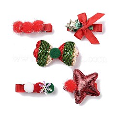 クリスマステーマの布フェルト生地のワニのヘアクリップ  合金クリップ付き  ミックスカラー  35x60x17mm&nbsp;OHAR-R100-01C