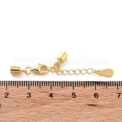 スターリングシルバーカーブチェーンエクステンダー925個  カニカンとコードエンドを備えたエンドチェーン  ティアドロップチェーンタブ  s925スタンプあり  18KGP本金メッキ  25mm&nbsp;STER-G039-02C-G