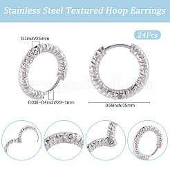 24Pcs 303 Stainless Steel Textured Hoop Earrings for Women&nbsp;EJEW-SC0001-78