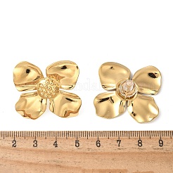 女性用304ステンレススチールスタッドピアス  18KGP本金メッキ  花  32.5x30.5mm&nbsp;EJEW-Z092-03G-03