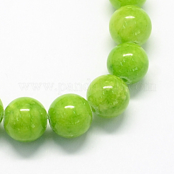 天然石染め加工イエロージェイド翡翠天然石ビーズ連売り  ラウンド  緑黄  6mm  穴：1mm  約66個/連  15.7インチ&nbsp;G-R271-6mm-Y12