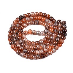 ドローベンチのクラックルガラスビーズ連売り  ロンデル  サドルブラウン  8x7mm  穴：1.2mm  約109~113個/連  30.51~31.30インチ（77.5~79.5cm）&nbsp;GLAA-N006-8mm-07